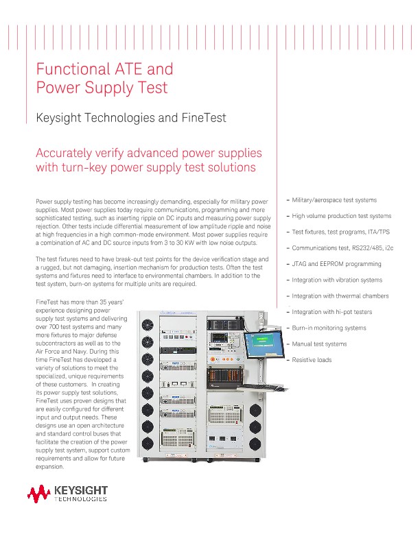 Functional ATE and Power Supply Test PDF Asset Page Keysight